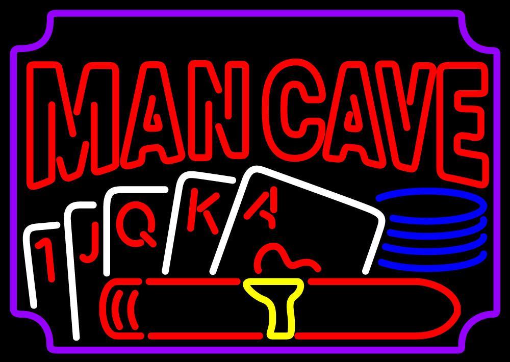 Man Cave Poker Cigars Neon Sign